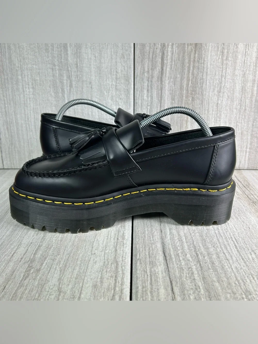 NEW Dr. Martens Docs Adrian Quad Black Leather Tassel Platform Loafer Men Size 9 - Picture 2 of 11